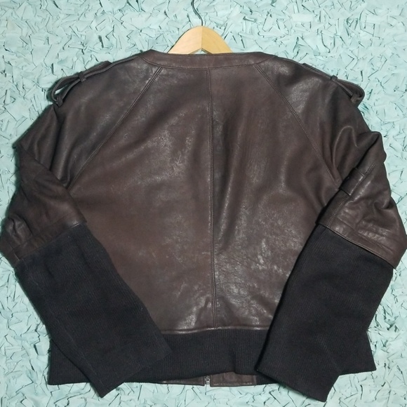 Plus size Leather Bomber Jacket - Picture 6 of 12